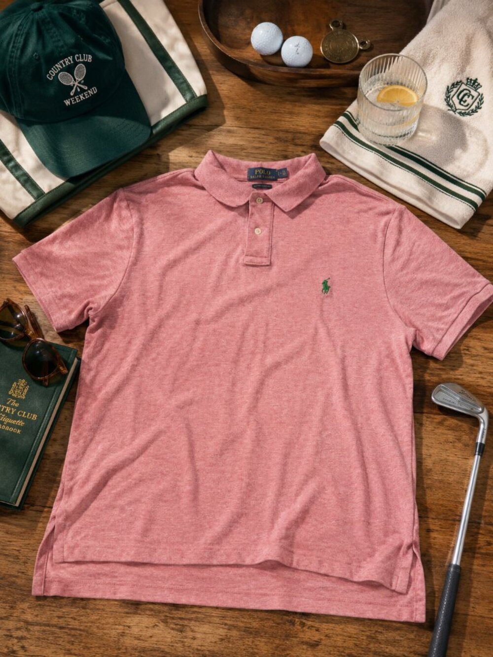 Polo Ralph Lauren Heather Pink Polo Shirt Coastal Prep Golfcore Size L